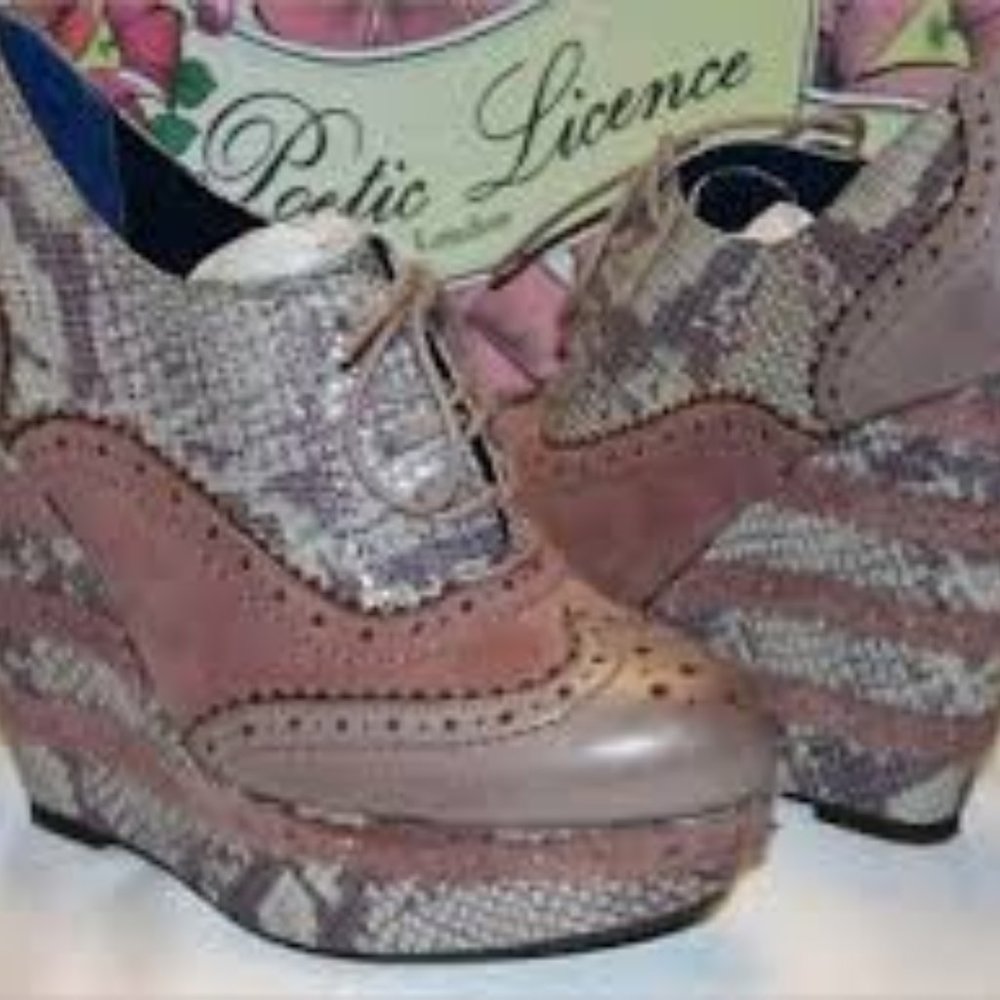 Natural WILD SAFARI Wedge Oxford Platform